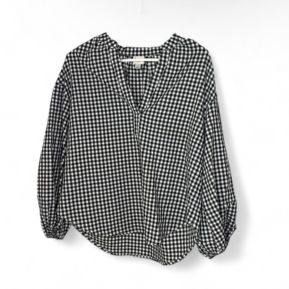 a new day Black and White Checkered Blouse